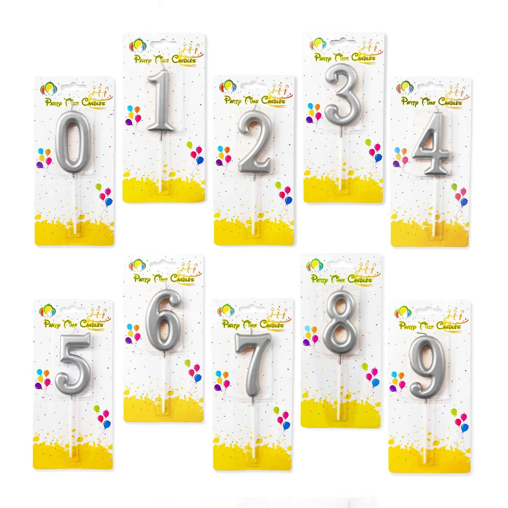 Silver Number Party Candles/Cake Topper