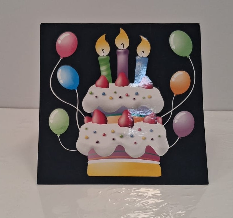 Happy Birthday Cake POP-UP Blank Greeting Card