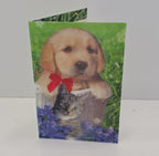 3D Cute Puppy & Kitten Blank Greeting Card