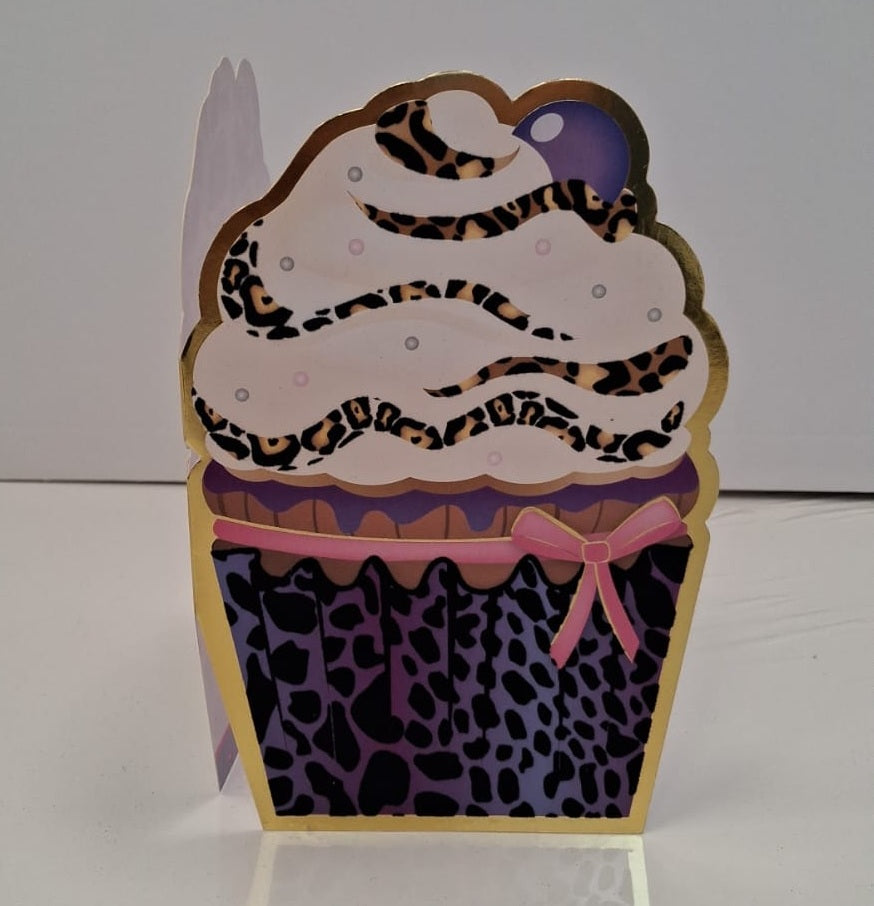 Leopard Cupcake Blank Greeting Card