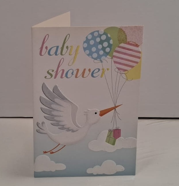 Baby Shower Pelican Balloons & Gifts Blank Greeting Card