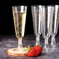 Premium Champagne Flutes Wine Glasses Golden Glitter Trim 5OZ