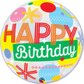 BIRTHDAY CIRCLES DOTS STRIPES BUBBLES FOIL BALLOONS - Helium Filled
