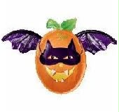 SS PUMPKIN BAT FOIL BALLOONS HELIUM Filled
