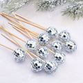 Silver Disco Ball Cake Decorations  Fruit Pick, Cocktail and Cake Decor - 10pcs