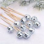Silver Disco Ball Cake Decorations  Fruit Pick, Cocktail and Cake Decor - 10pcs