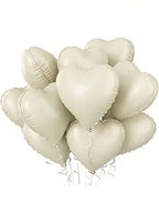 18H HEART WHITE BEIGE FOIL BALLOONS - HELIUM Filled