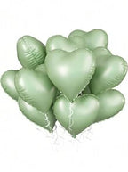 18H HEART PASTEL MATTE MINT GREEN FOIL BALLOONS HELIUM Filled