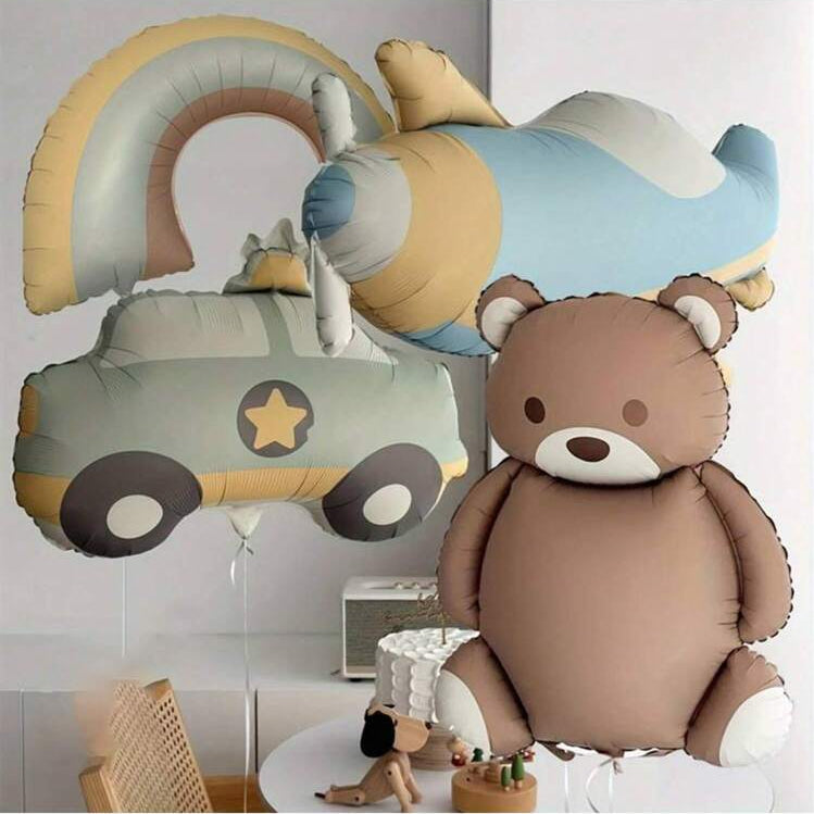 BABY SET BROWN TEDDY BEAR FOIL BALLOONS HELIUM Filled