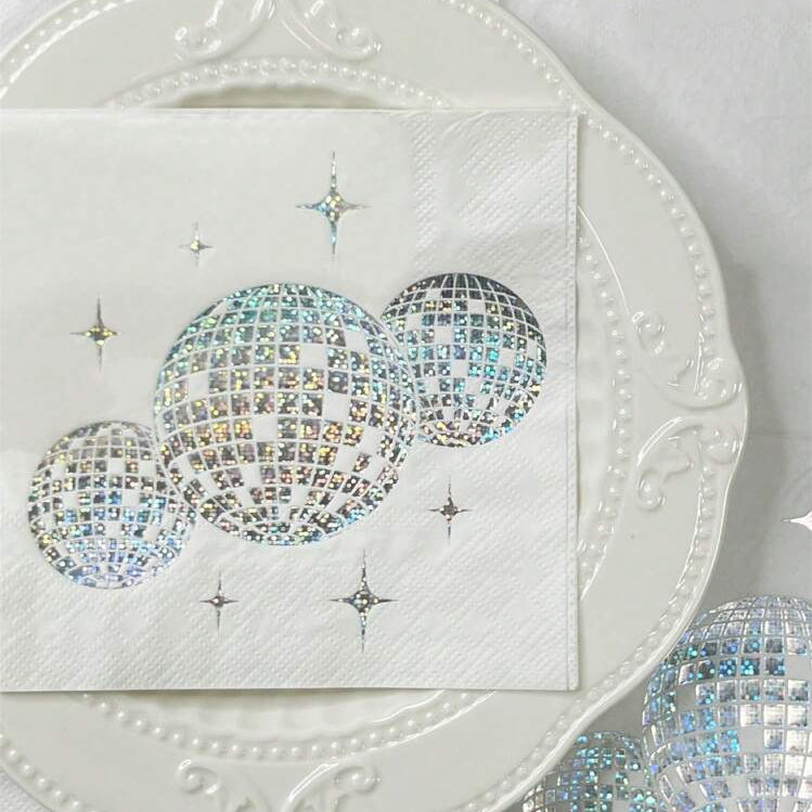 Disco Ball Patterned Disposable Napkins - 10count