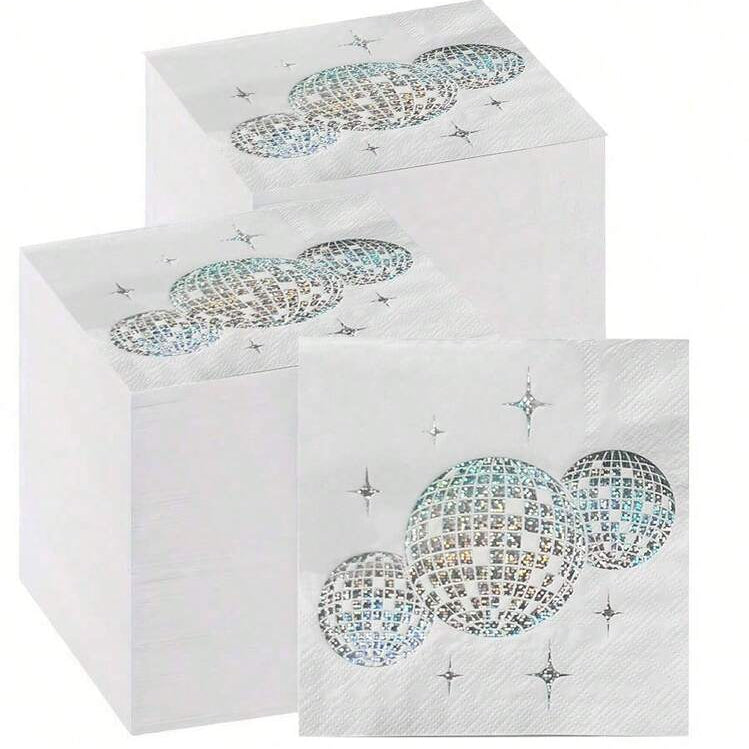 Disco Ball Patterned Disposable Napkins - 10count