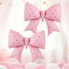 SS PINK BOW WITH HEART PRINT FOIL BALLOONS HELIUM Filled
