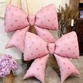 SS PINK BOW WITH HEART PRINT FOIL BALLOONS HELIUM Filled