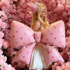 SS PINK BOW WITH HEART PRINT FOIL BALLOONS HELIUM Filled