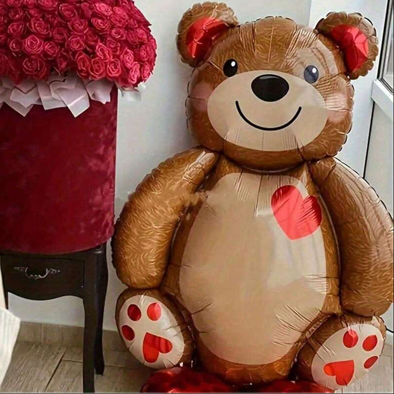 SS ORANGE BROWN TEDDY BEAR FOIL BALLOONS HELIUM Filled