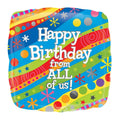 18C HAPPY BIRTHDAY FROM ALL SQUARE FOIL BALLOON - Helium Filled