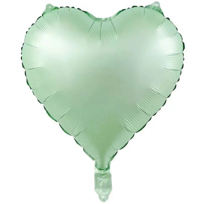 18H HEART PASTEL MATTE MINT GREEN FOIL BALLOONS HELIUM Filled