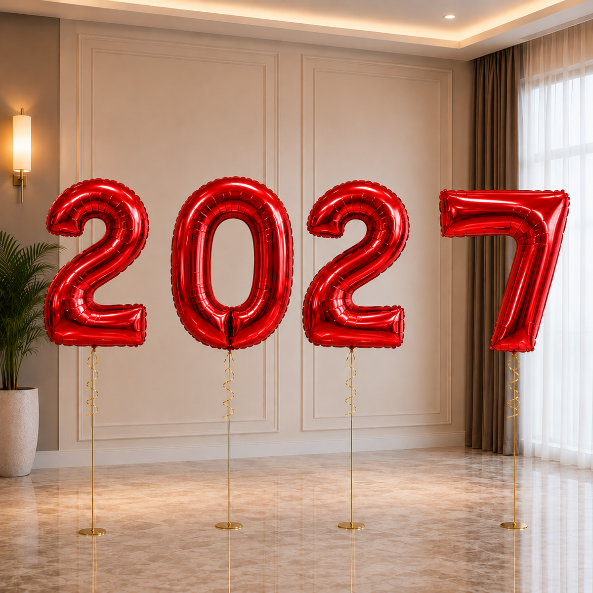 2027 Large Number Foil Balloon Set - 7COLORS Available