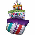 SS FUNKY BIRTHDAY CAKE HOLOGRAPHIC FOIL BALLOON - Helium Filled