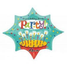 SS TIME TO PARTY CANDLES FOIL BALLOON - Helium Filled