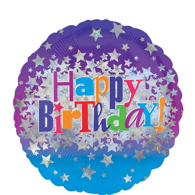 18C HAPPY BIRTHDAY BRIGHT STARS FOIL BALLOON - Helium Filled