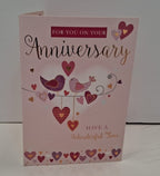 FOR YOU ON YOUR Anniversary HAVE A Wonderful Time LOVE Birds Greeting Card