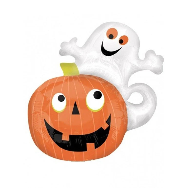 SS GHOST ON PUMPKIN FOIL BALLOONS HELIUM Filled