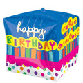 BIRTHDAY CAKE CUBEZ FOIL BALLOONS HELIUM Filled