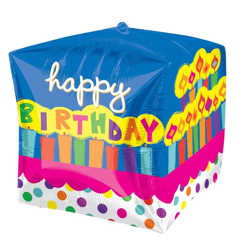 BIRTHDAY CAKE CUBEZ FOIL BALLOONS HELIUM Filled