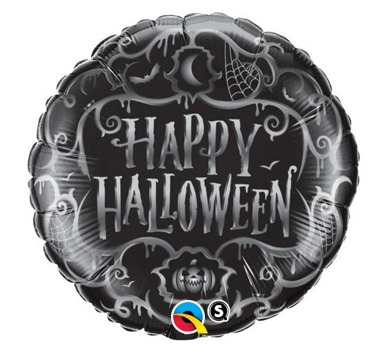 18C HALLOWEEN SILVER SCRIPT BALLOONS HELIUM Filled