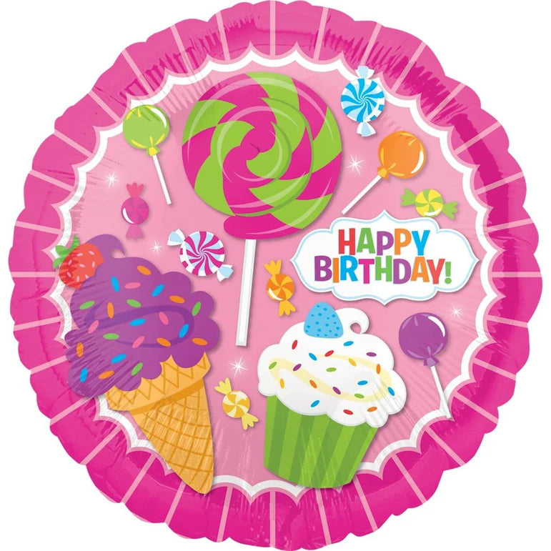18C SWEET SHOP BIRTHDAY FOIL BALLOON - Helium Filled