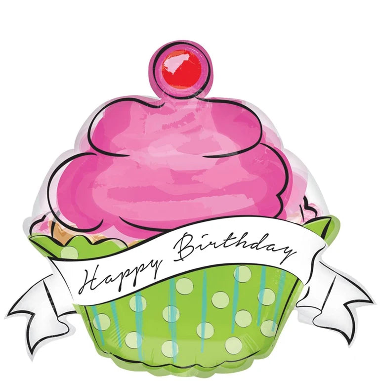 SS BIRTHDAY SWEETS CUPCAKES FOIL BALLOON - Helium Filled