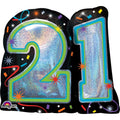 SS BRILLIANT BIRTHDAY 21 HOLOGRAPHIC FOIL BALLOON - Helium Filled