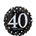 18C SPARKLING BIRTHDAY 40 HOLOGRAPHIC FOIL BALLOON - Helium Filled
