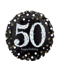 18C SPARKLING BIRTHDAY 50 HOLOGRAPHIC FOIL BALLOON - Helium Filled