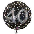 SS SPARKLING 40 BIRTHDAY MULTI FOIL BALLOONS HELIUM Filled