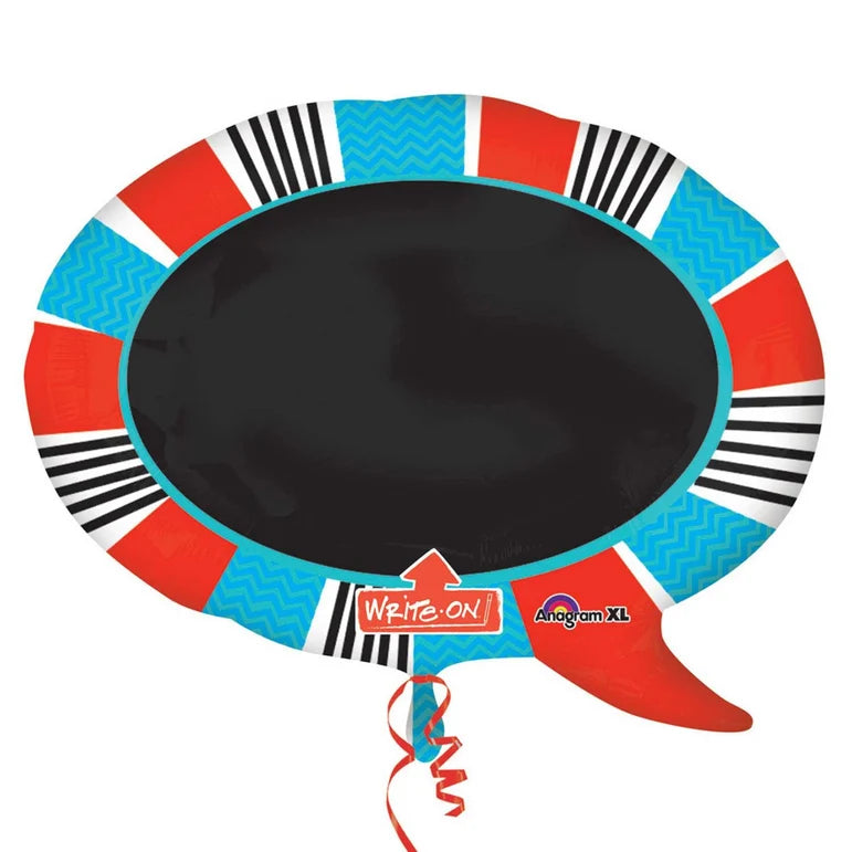 SS RED & BLUE WORD BUBBLE BLACK BOARD FOIL BALLOON - Helium Filled