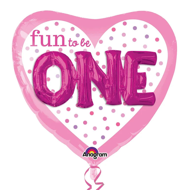 FUN TO BE O-N-E GIRL MULTI FOIL BALLOON - Helium Filled