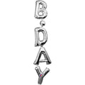 B-DAY SILVER VERTICAL Foil Balloon Banner - AIR-FILLED (NON-FLYING)