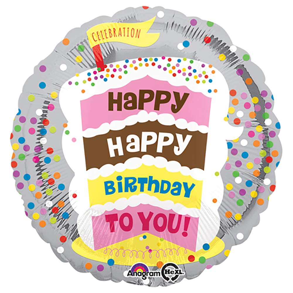 18C HAPPY BIRTHDAY TO YOU CAKE FOIL BALLOON - Helium Filled