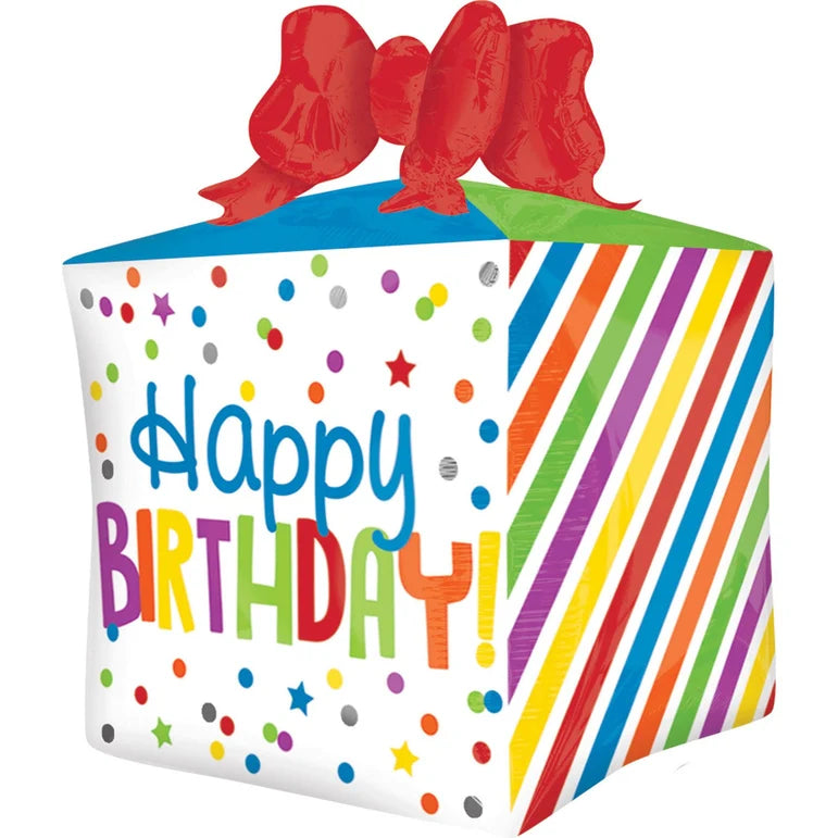 SS BIRTHDAY WITH GIFT BOX ULTRASHAPE FOIL BALLOON - Helium Filled