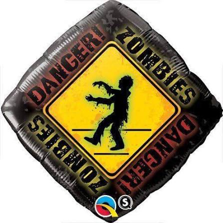 18 DANGER ZOMBIES FOIL BALLOONS HELIUM Filled