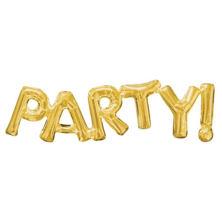 PARTY! GOLD Foil Balloon Banner - AIR-FILLED (NON-FLYING)