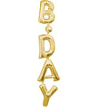 B-DAY GOLD VERTICAL Foil Balloon Banner - AIR-FILLED (NON-FLYING)