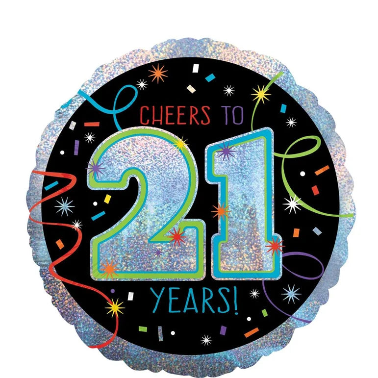 18C BRILLIANT BIRTHDAY 21 CHEERS TO YOU FOIL BALLOON - Helium Filled