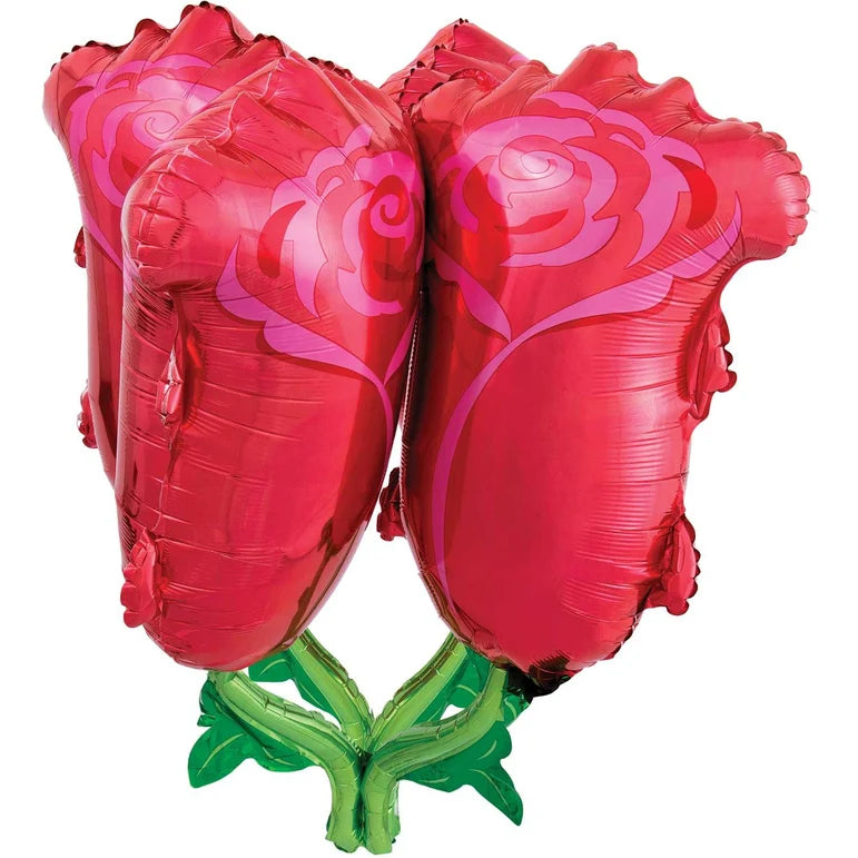 SS RED ROSE ULTRA SHAPE FOIL BALLOONS - HELIUM Filled