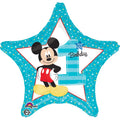 18S MICKEY FIRST BIRTHDAY HOLOGRAPHIC FOIL BALLOON - Helium Filled