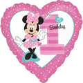 18H MINNIE 1ST BIRTHDAY FOIL BALLOON - Helium Filled