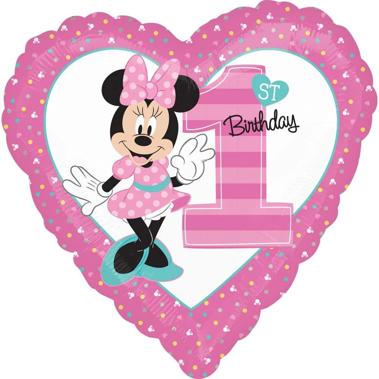 18H MINNIE 1ST BIRTHDAY FOIL BALLOON - Helium Filled