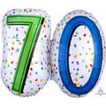 SS RAINBOW 70TH BIRTHDAY FOIL BALLOON - Helium Filled